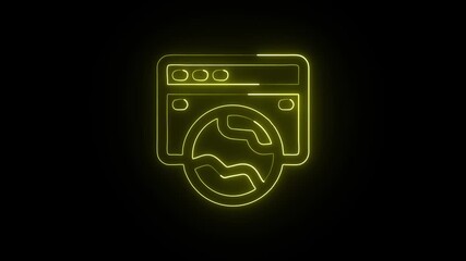 Website Icon Animation with Glowing Lines on Black Background