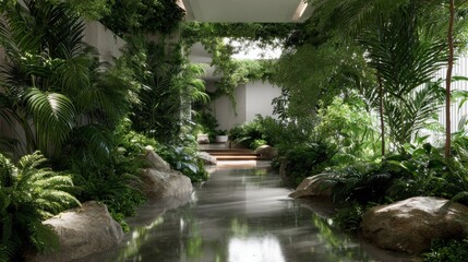 Fototapeta premium Modern Tropical Indoor Garden.