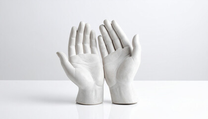Obraz premium Elegant Open Hands Sculpture A Symbol of Support and Guidance in Serene White Display