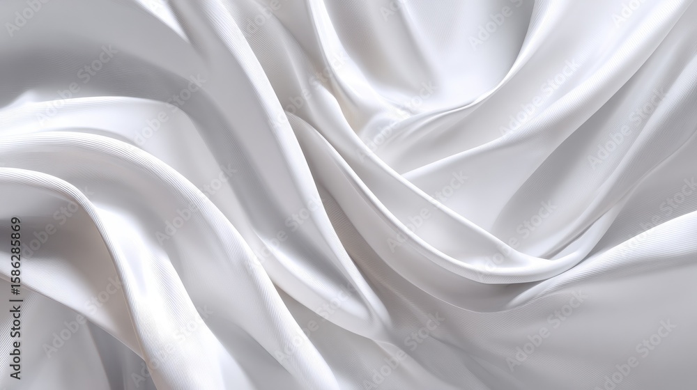 Poster elegant abstract of flowing white fabric creates a soft, calming and minimalistic background with su
