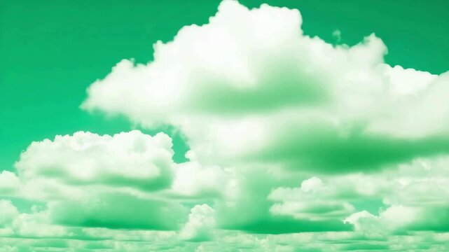 Green Sky Time-Lapse: Abstract White Clouds Background Loop - Surreal Dreamy Skybox