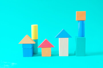 Colorful toy house wood brick for kids.