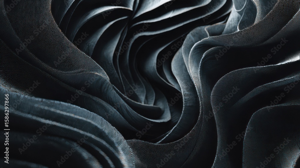 Poster dynamic and mesmerizing abstract black wavy background with a captivating textured pattern
