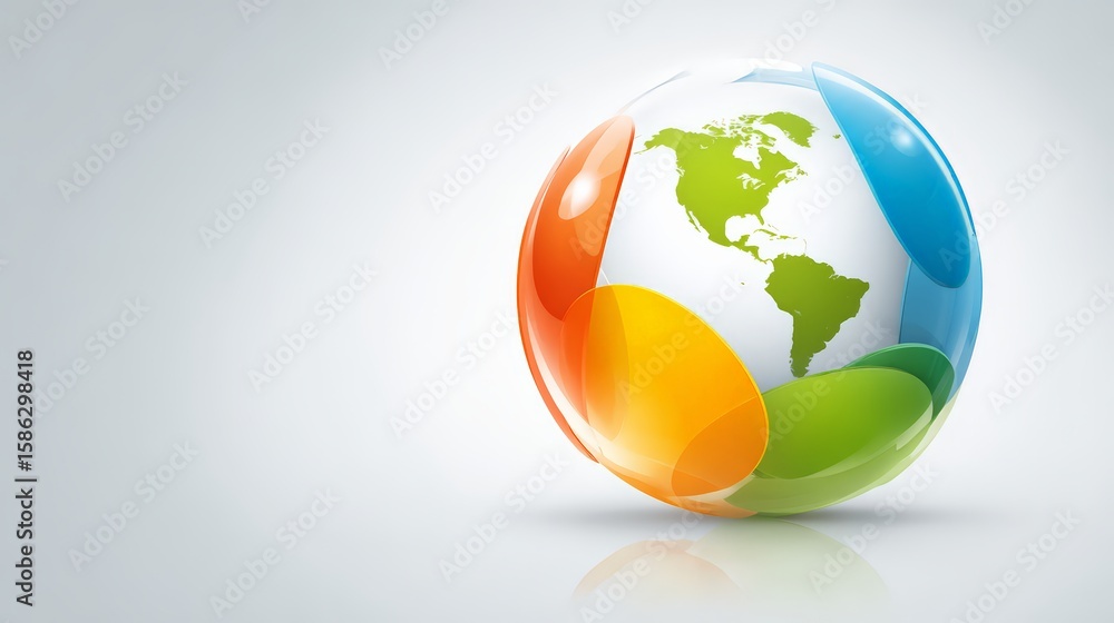 Poster a colorful globe representing global unity and interconnectedness of cultures.