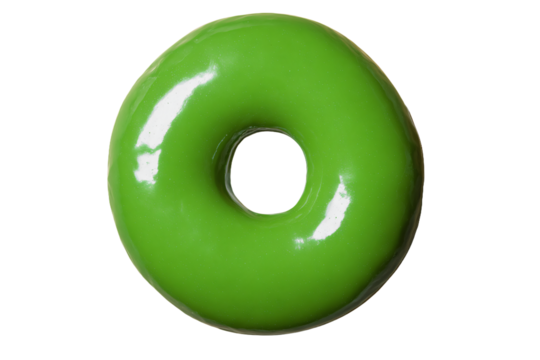 a green donut with a hole in the middle