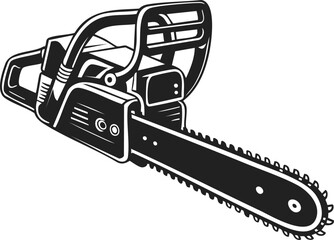 Chainsaw, electric saw, woodcutter tool, cutting instrument with intricate vintage engraving, suitable for various artistic applications