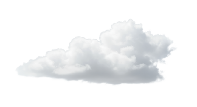 transparent cumulus cloud fragment, soft, fluffy, voluminous, clear contours, against expansive transparent background, studio lighting, no shadows, high angle shot, upper right, concept of purity,
