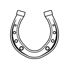 A simple black horseshoe icon on a white background, flat design, minimalist, clean, high resolution, vector graphic.
