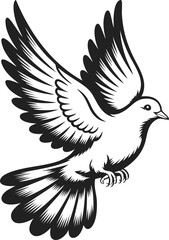 Obraz premium Dove, graceful bird in flight, symbol of peace and freedom, detailed vintage engraving, ideal for tattoos, logos, and decorative prints