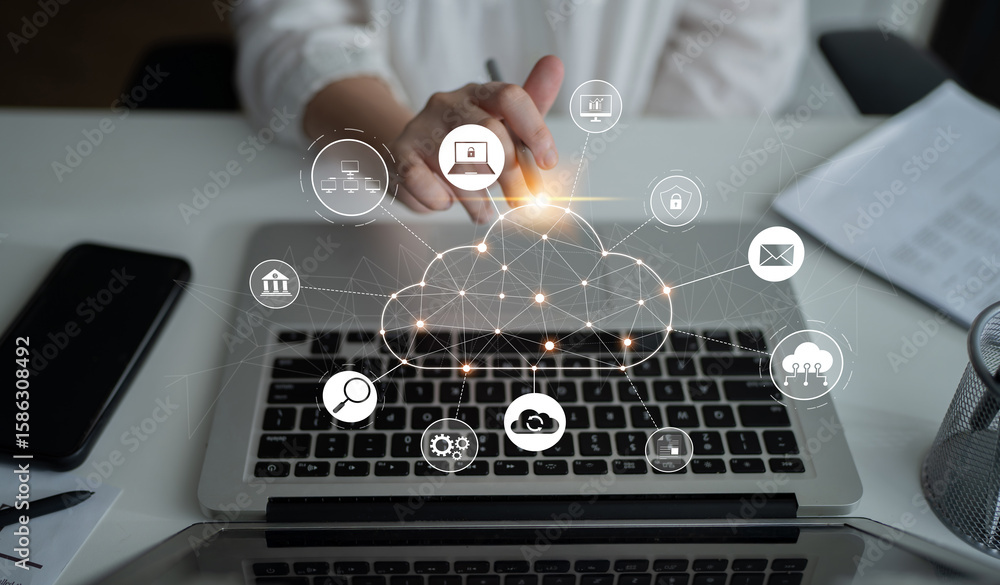 Poster cloud computing enables cloud, service, and network integration for digital transformation, data acc