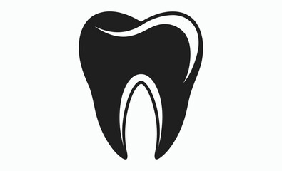 Tooth icon silhouette, dental shape silhouette, tooth vector icon, tooth silhouette vector, Black tooth shape symbol 