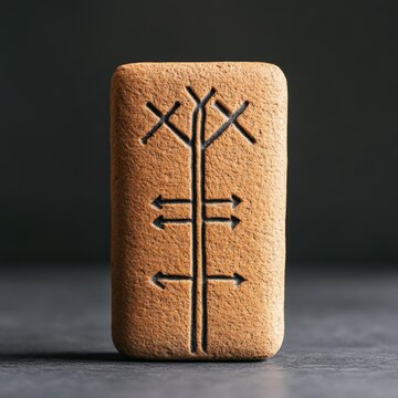 Othala Rune Stone Ancient Symbol Carved in Terracotta, Viking , Norse