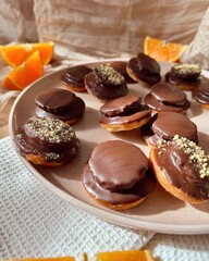 Vegane Jaffa Cakes mit Schokolade Orange Dessert Soft Cakes Kekse
