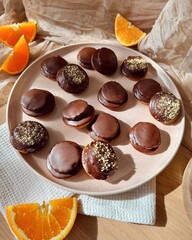 Vegane Jaffa Cakes mit Schokolade Orange Dessert Soft Cakes Kekse