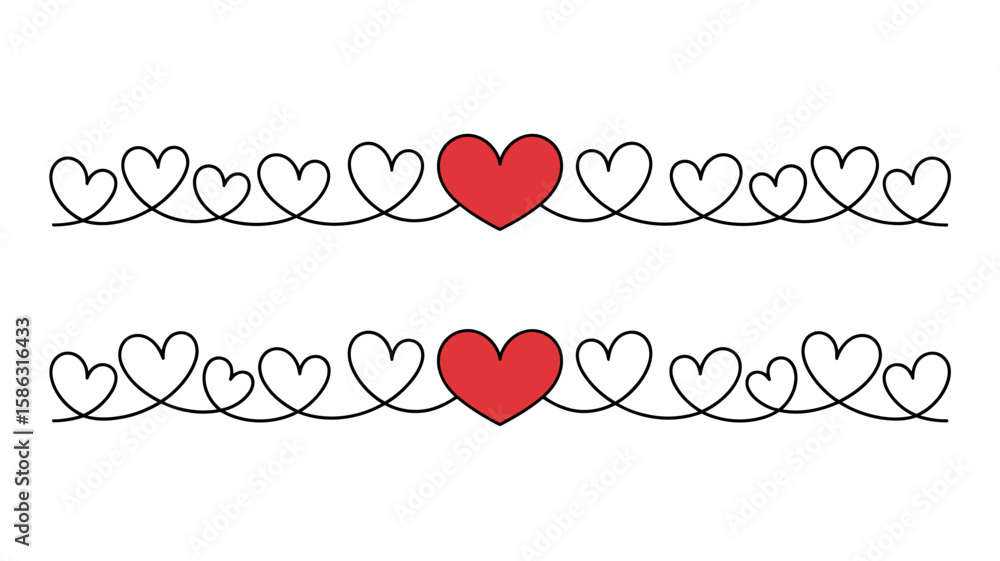 Aufkleber heart border: a visual representation of love and affection, featuring a continuous line of delicate