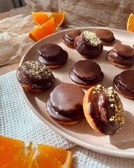 Vegane Jaffa Cakes mit Schokolade Orange Dessert Soft Cakes Kekse