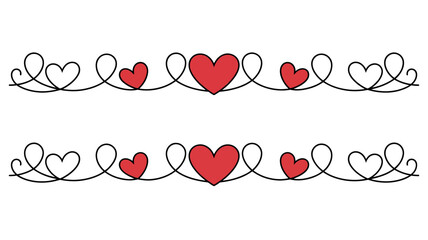 Elegant Heart Ornaments: Two delicate heart-shaped ornamental dividers, perfect for adding a touch of romance and charm to your design projects, conveying love, and affection.
