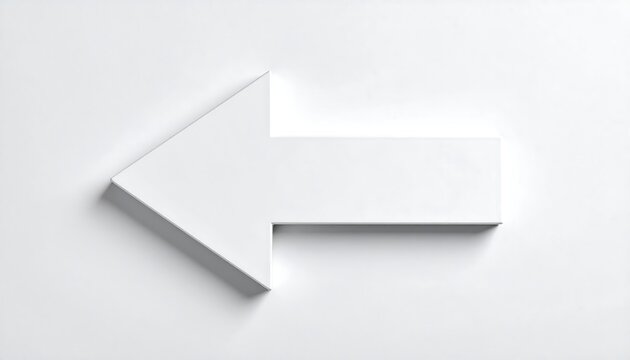 3D white arrow on white background
