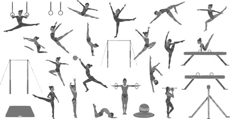 Set silhouettes athletes, Vector isolated set