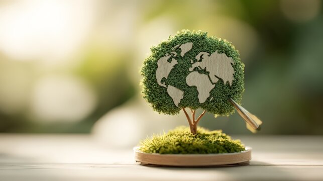 A stylish representation of Earth using greenery, promoting environmental consciousness. - Powered by Adobe
