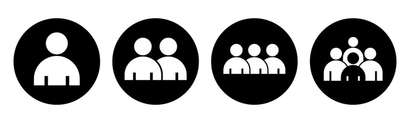 People icon set vector illustration. Individual to group icon vector. Persons symbols infographics for website, logo, app, UI isolated.