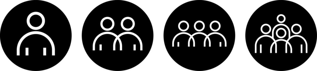 People icon set vector illustration. Individual to group icon vector. Persons symbols infographics for website, logo, app, UI isolated.