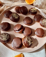 Vegane Jaffa Cakes mit Schokolade Orange Dessert Soft Cakes Kekse