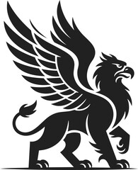 Griffin, mythical creature with lion body and eagle wings, symbol of strength and majesty, perfect for historical themes, heraldry, or fantasy art