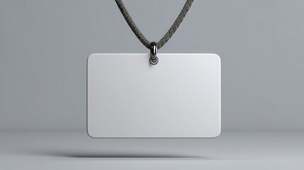 Fototapeta premium Premium image of blank nametag on gray background with empty space for copy.