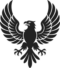 Fototapeta premium Heraldic eagle, majestic bird of prey emblem, illustrated in vintage engraved style, representing strength and power in design