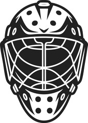 Hockey mask goalie vintage engraved style illustration featuring detailed textures and protective design, ideal for sports-themed art and merchandise