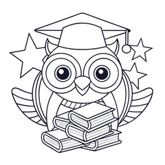 Adorable Baby Owl Wearing a Graduation Cap Coloring Page