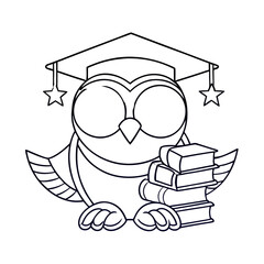 Adorable Baby Owl Wearing a Graduation Cap Coloring Page