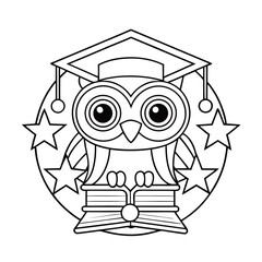 Adorable Baby Owl Wearing a Graduation Cap Coloring Page
