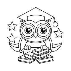 Adorable Baby Owl Wearing a Graduation Cap Coloring Page