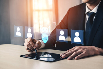 AI is selected to replace human employees, illustrating automation and workforce transformation...