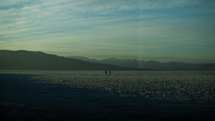 Frozen over lake in the winter time