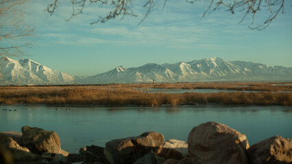 mountain lake in the morning