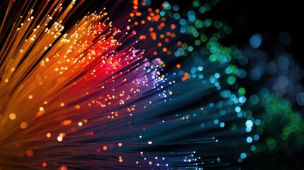 Premium image of advanced fiber optic network infrastructure featuring high-speed data transmission cables with colorful light effects.