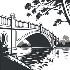Fototapeta premium Elegant Bridge Over Rippled Water Vector Design Icon