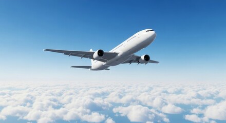 Fototapeta premium Airplane Flying Above the Clouds