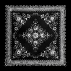 black and white frame with lace
