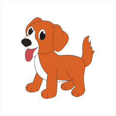 Playful cartoon dog with orange fur stands cutely on a transparent background