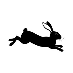 silhouette of a rabbit jumping . black rabbit with vector image  logo icon photo image jpg.