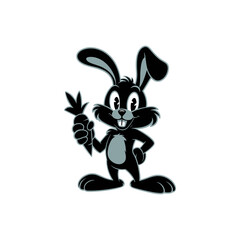 black rabbit with carrot vector logo icon photo image jpg.