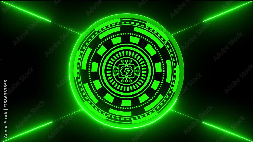 Poster glowing sci-fi hud interface animation on black background,futuristic ai interface animation video i