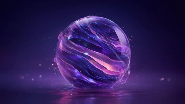 Abstract sphere with swirling, translucent,  purple and pink patterns