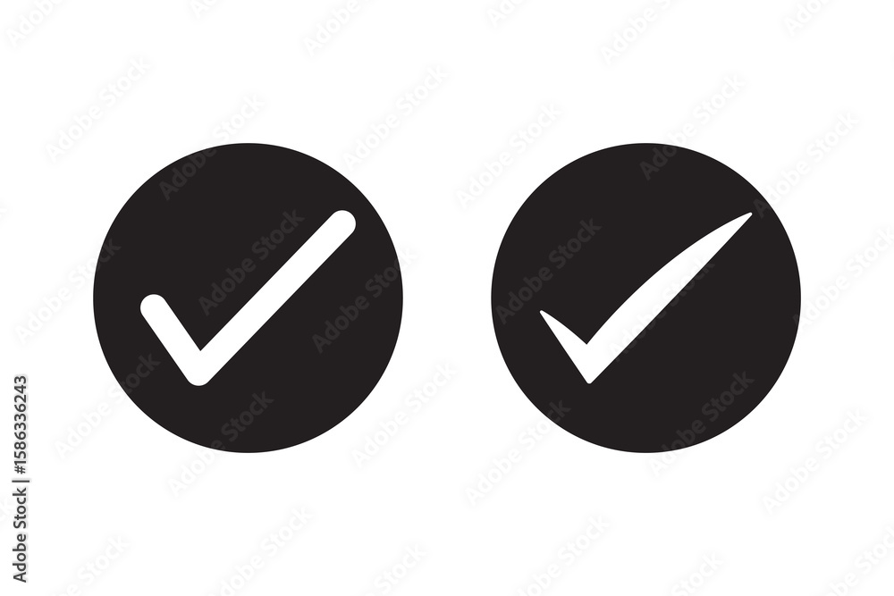 Poster check mark icon button set. check box icon with right or correct buttons and yes checkmark tick box 