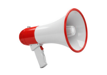 A red and white megaphone isolated on transparent background