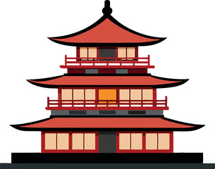 Iconic Japanese Pagoda Vector Graphic Isolated on White for Tourism Themes